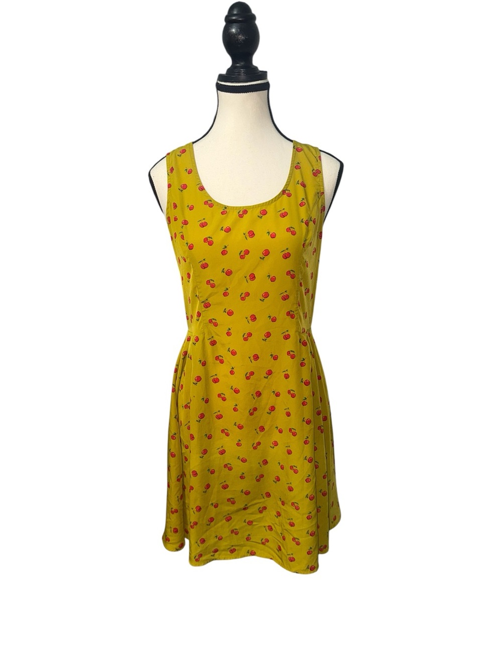 Yellow Cherry Print Sleeveless Dress Contemporary